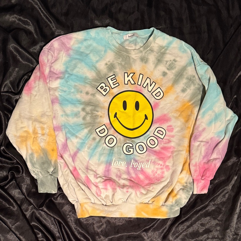Be Kind Do Good Tie-Dye Crewneck Sweatshirt - Pastel